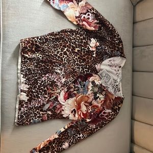 Albert Makali Animal Print Blouse NWT size L